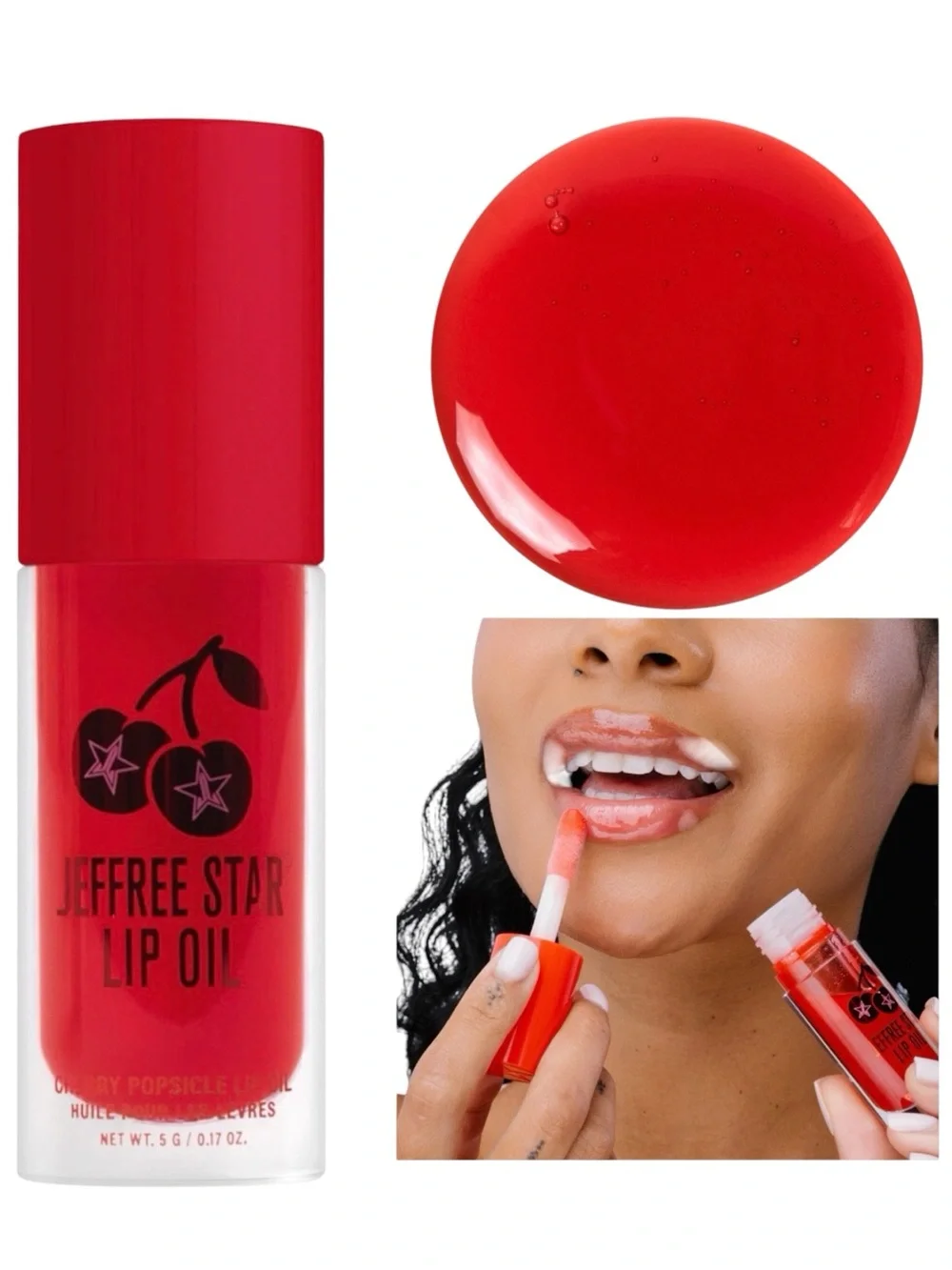 Jeffree Star Skin Cherry Red Popsicle Lip Oil Stimulates Collagen Production